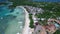 Logon beaches and Malapascua Island Seashore in Cebu, Philippines. Sulu Sea, Boats and Beautiful Seascape in Background