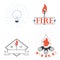 Logos depicting fire and light
