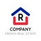 Logotype design for a company engaged in real estate in France - Vector icon with house in colors of France flag