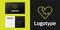 Logotype line Broken heart or divorce icon isolated on black background. Love symbol. Valentines day. Logo design