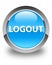 Logout glossy cyan blue round button