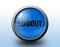 Logout icon. Circular glossy button.