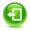 Logout icon glassy green round button