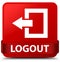 Logout red square button red ribbon in middle