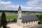 Loire river and church in Chaumont