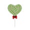 Lolipop heart made of sweets and candies and bounded