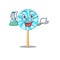 Lollipop as a funny professor cartoon character holding glass tube