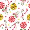 Lollipop candy cane seamless pattern