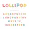Lollipop candy glossy font design. Colorful ABC letters and numbers. Sweets for girls.