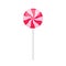 Lollipop candy with red twisted rays pattern