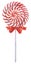 Lollipop spiral with a lush red bow. Sweet candy Red and white. Lollipop snail. Decorative element. Hand-drawn watercolor