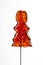 Lollipop on a stick in the form of a bunny on a white background.Lollipop on a stick of burnt sugar.