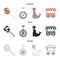 Lollipop, trained seal, snack on wheels, monocycle.Circus set collection icons in cartoon,black,outline style vector