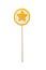 Lollipop with yellow star on white background. Colorful handmade lemon Lollipop on white background. Studio shot