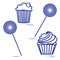 Lollipops and cakes. Design for banner and print