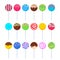 Lollipops collection. Candy on stick . flat vector illustration