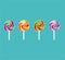 Lollipops collection. Candy on stick with twisted design. Vector illustration.