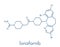 Lonafarnib drug molecule. Inhibitor of farnesyltransferase. Skeletal formula