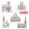 London architecture famous landmarks vector icons