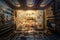 London - August 05, 2018: Artistic painting in the Hampton Court Palace in London, England