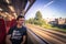 London - August 05, 2018: Young man traveling on a train in London, England