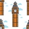 London Big Ben tower seamless pattern building
