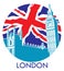 London big ben with union jack flag background
