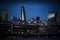 London Blackfriars seen from across the Thames as night falls