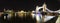 London Bridge over Thames river night panorama, UK