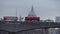 London Buses go past St Paul\'s Cathedral at dawn