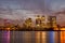 London Canary Wharf cityscape at night