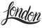 London. Capital of United Kingdom. Vector ink calligraphy. Handwriting black on white word. Modern lettering style. Can