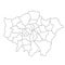 London ceremonial counties blank map. High detailed illustration map with counties, regions, states - London map .  outline map of