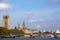 London city Houses of Parliament, River Thames bridge landscape, copy space