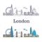 London city skyline with famous buildings, tourism england landmarks