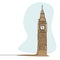 London City of Westminster Big Ben clock tower continuous line drawing minimalism style with colors vector illustration