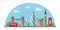 London cityscape flat vector color illustration