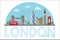 London cityscape vector clipart with lettering