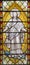 London - The detail of Jesus Christ from Transfiguration scene on the stained glass in the church St. Catharine Cree