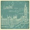 London doodles drawing landscape in vintage style