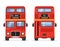 London double decker red bus cartoon illustration, English UK british tour front isolated flat bus icon