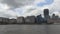 London Downtown Landscape with Modern Buildings near Thames River Ship Dock