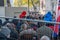 LONDON, ENGLAND - 11 November 2023: People gathered at Whitehall on Armistice Day 2023