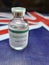 London, England 12 Jun 2022:The monkey pox vaccine (MPXV) is placed on the British flag.