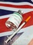 London, England 12 Jun 2022:The monkey pox vaccine (MPXV) is placed on the British flag.