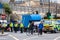 LONDON, ENGLAND- 30 August 2021: Extinction Rebellion protesters `locked-on` to the roof of a lorry during a protest