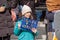 LONDON, ENGLAND- 6 March 2022: Little girl holding a SLAVA UKRAINI placard at a Rally for Ukraine