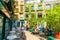 LONDON, ENGLAND - AUG 27,2019. A view of colourful buildings in Neals Yard during the day. Neals Yard hidden passage near Covent