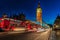 LONDON, ENGLAND - AUGUST 22, 2016: London Big Ben and Westminster Bridge with Palace of Westminster. Blurry people because of Long