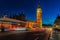 LONDON, ENGLAND - AUGUST 22, 2016: London Big Ben and Westminster Bridge with Palace of Westminster. Blurry people because of Long